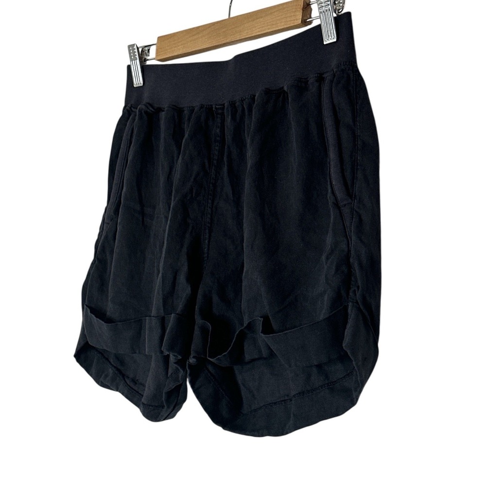 Faherty  Linen Blend Shorts Elastic Waist‎ Pull On Women's Medium Black Pockets - Picture 8 of 8